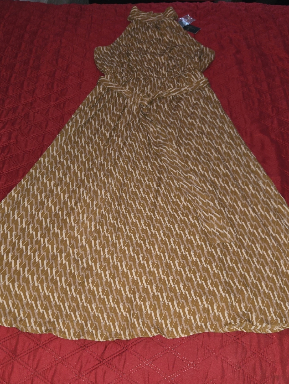 Worthington Halter Maxi Dress in Brown & Beige
